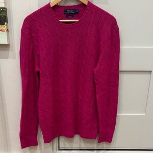 Polo Ralph Lauren Men’s  Vibrant Pink Crew Neck Sweater 100% Cashmere